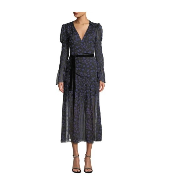 Diane Von Furstenberg Womens Ani Floral Print Smocked Silk Wrap Dress Size 2 - Picture 1 of 16